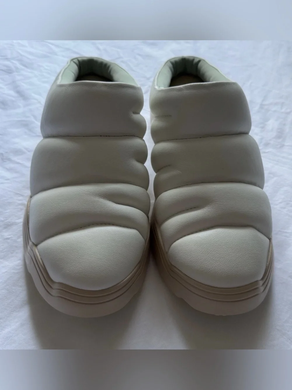 NEW 4CCCCEES Women's Cream Leather Platform Ivory Clogs Size 41 (US10)
